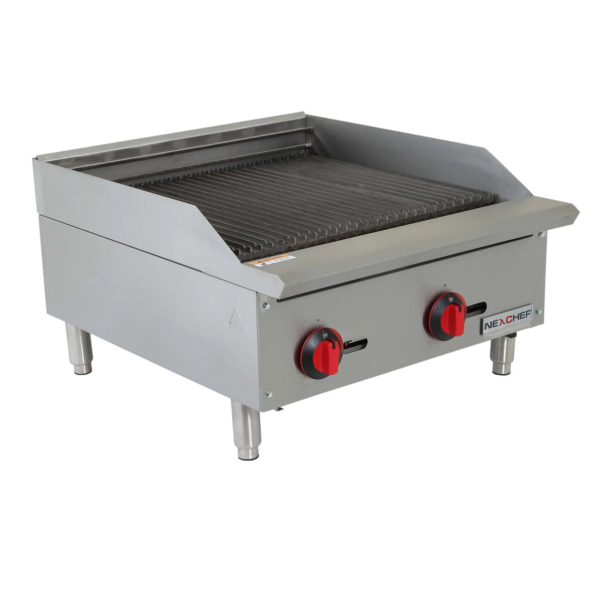 NexChef CB24 Commercial 24" Countertop Radiant Gas Charbroiler Grill, (2) High Performance Stainless Burners - 70,000 BTU Nexchef