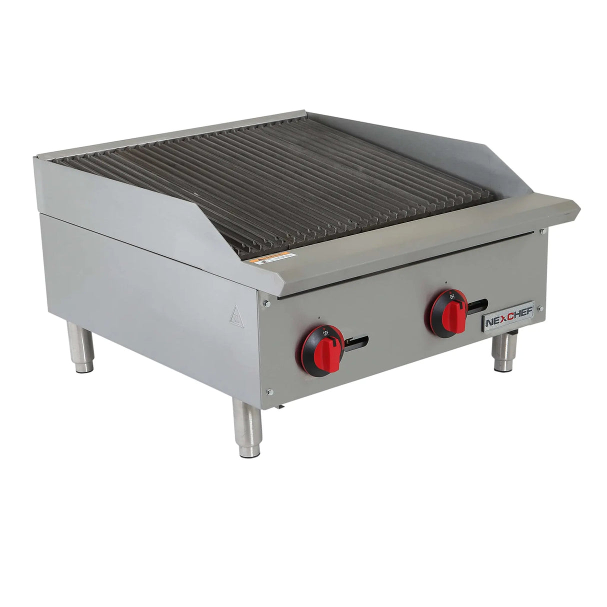 NexChef CB24 Commercial 24" Countertop Radiant Gas Charbroiler Grill, (2) High Performance Stainless Burners - 70,000 BTU Nexchef