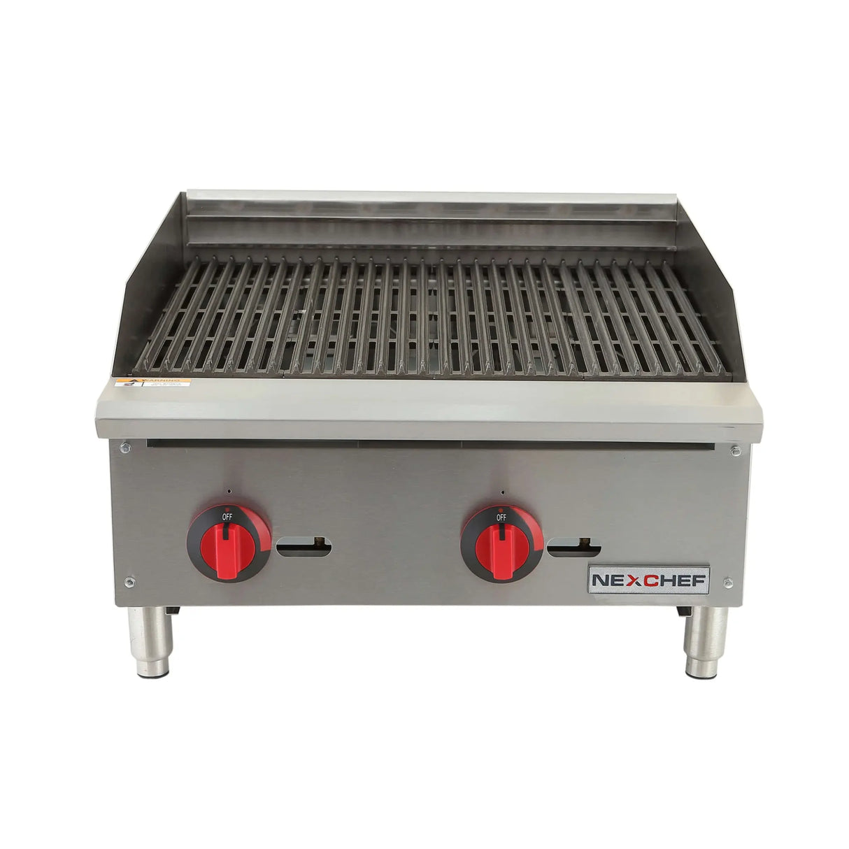 NexChef CB24 Commercial 24" Countertop Radiant Gas Charbroiler Grill, (2) High Performance Stainless Burners - 70,000 BTU Nexchef