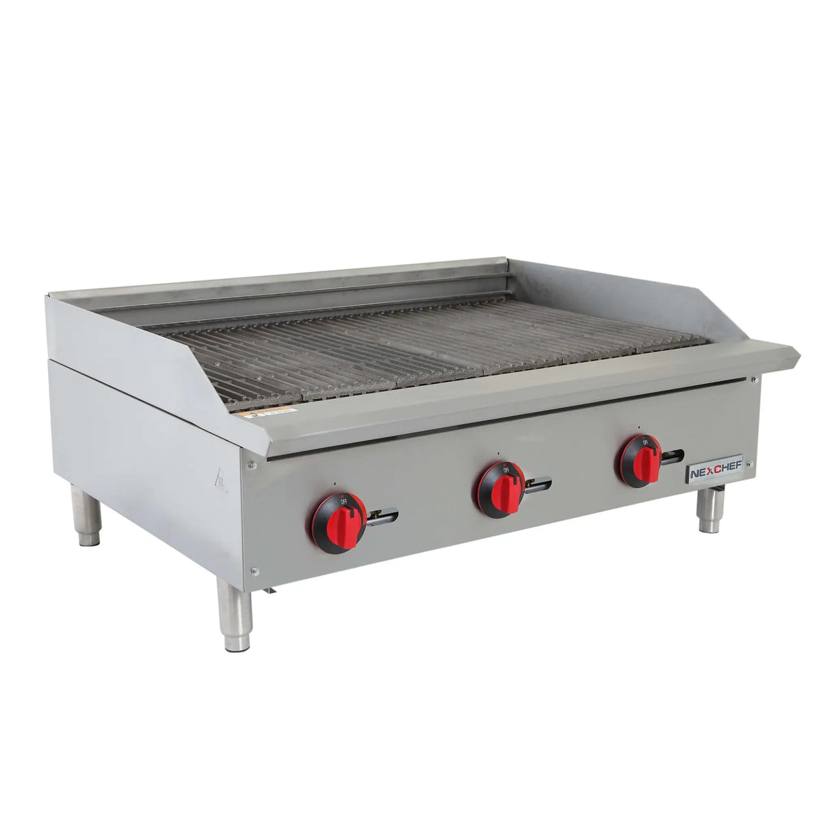 NexChef CB36 Commercial 36" Countertop Radiant Gas Charbroiler Grill, (3) High Performance Stainless Burners - 105,000 BTU Nexchef