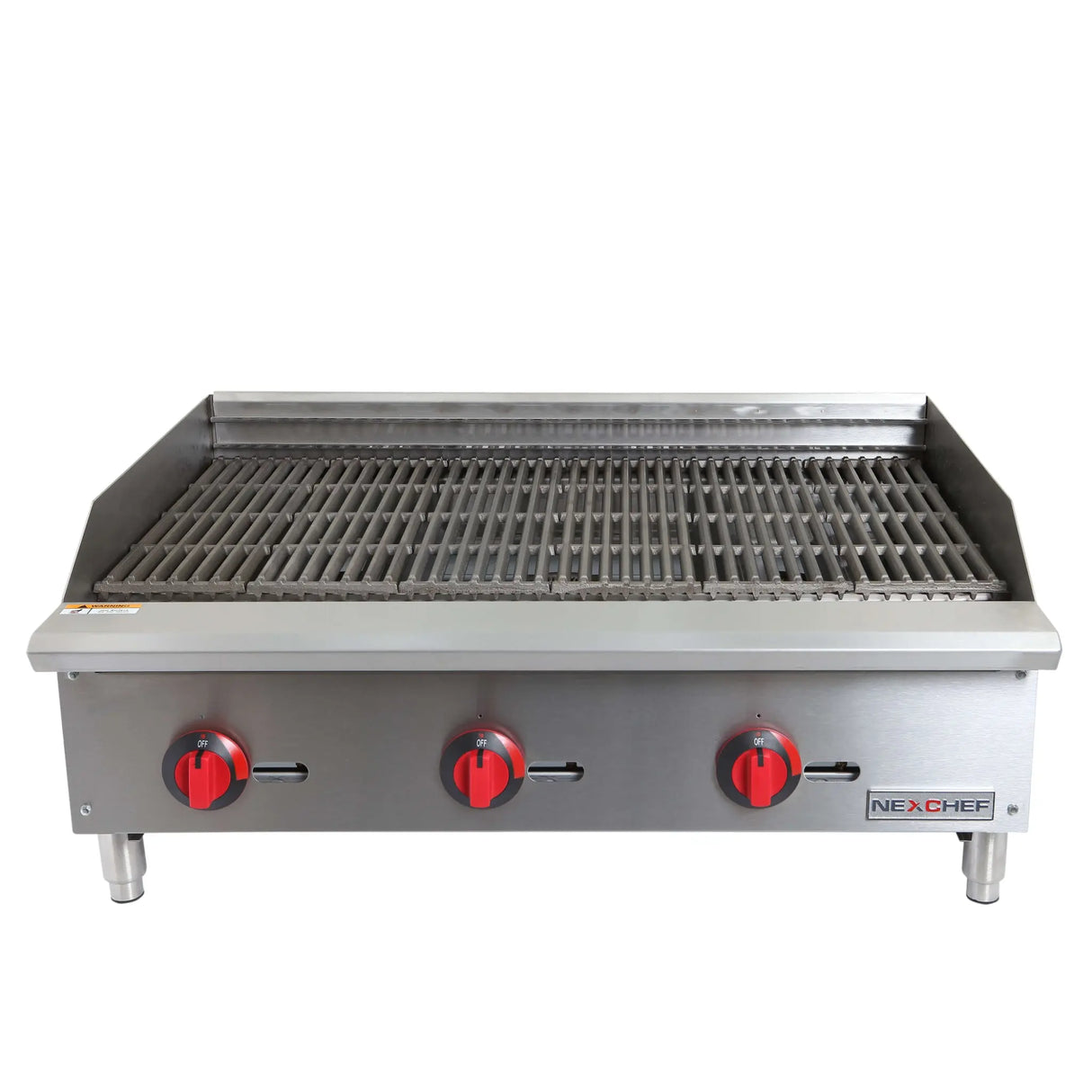 NexChef CB36 Commercial 36" Countertop Radiant Gas Charbroiler Grill, (3) High Performance Stainless Burners - 105,000 BTU Nexchef