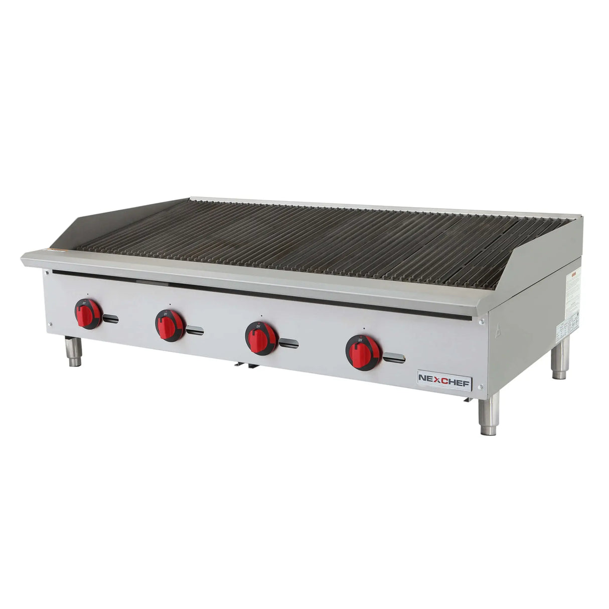 NexChef CB48 Commercial 48" Countertop Radiant Gas Charbroiler Grill, (4) High Performance Stainless Burners - 140,000 BTU Nexchef