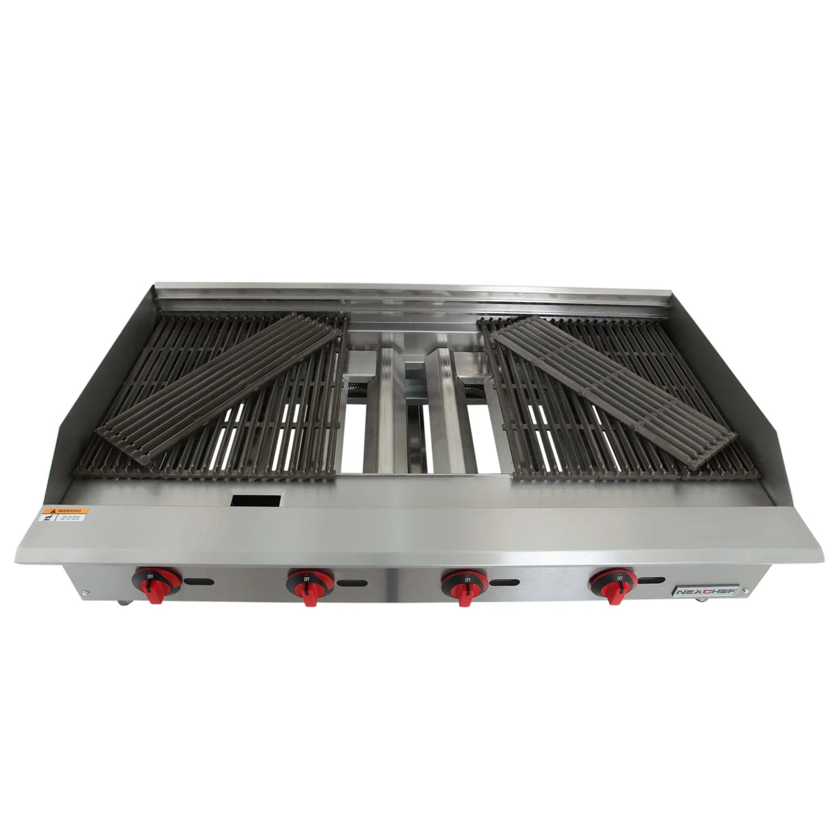 NexChef CB48 Commercial 48" Countertop Radiant Gas Charbroiler Grill, (4) High Performance Stainless Burners - 140,000 BTU Nexchef