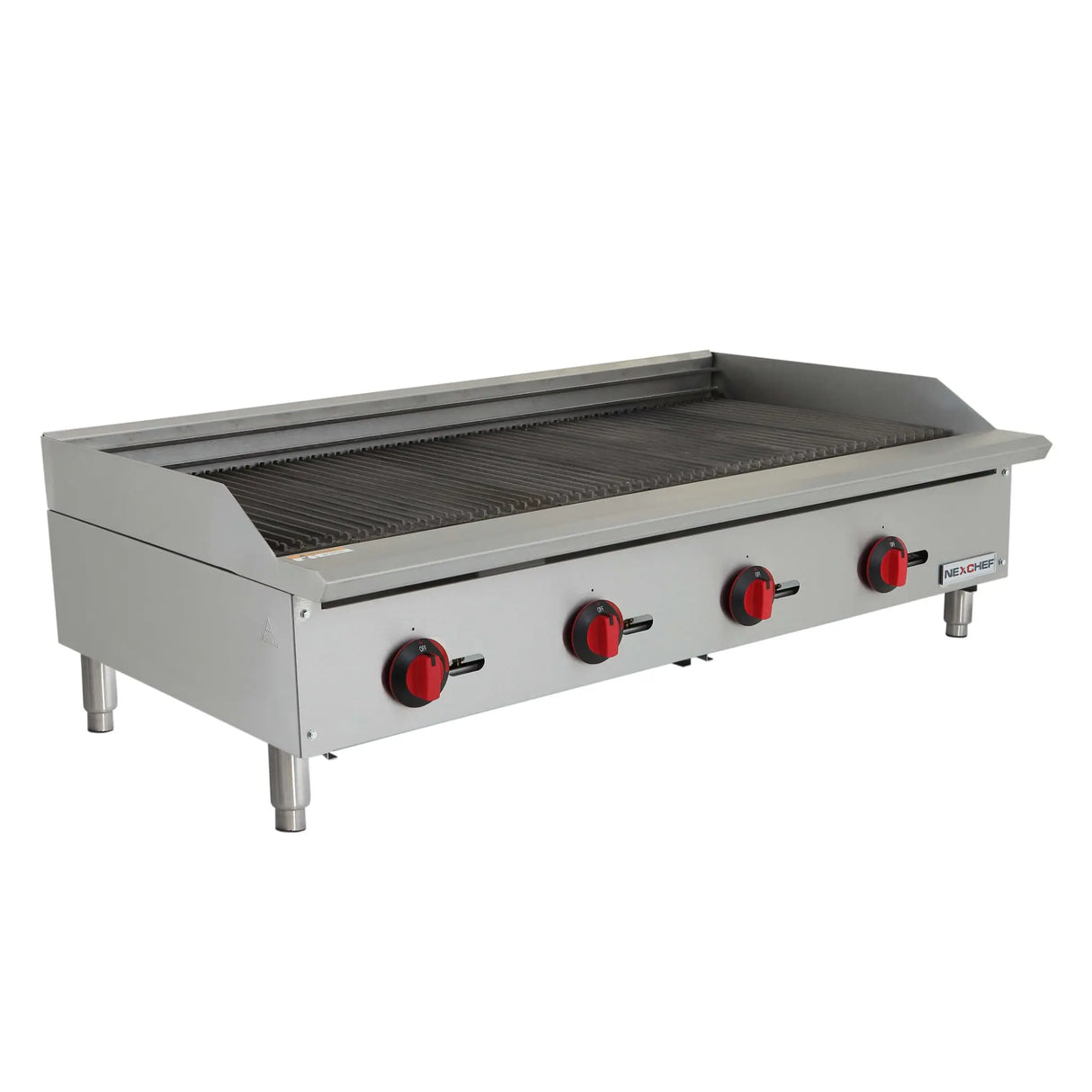 NexChef CB48 Commercial 48" Countertop Radiant Gas Charbroiler Grill, (4) High Performance Stainless Burners - 140,000 BTU Nexchef