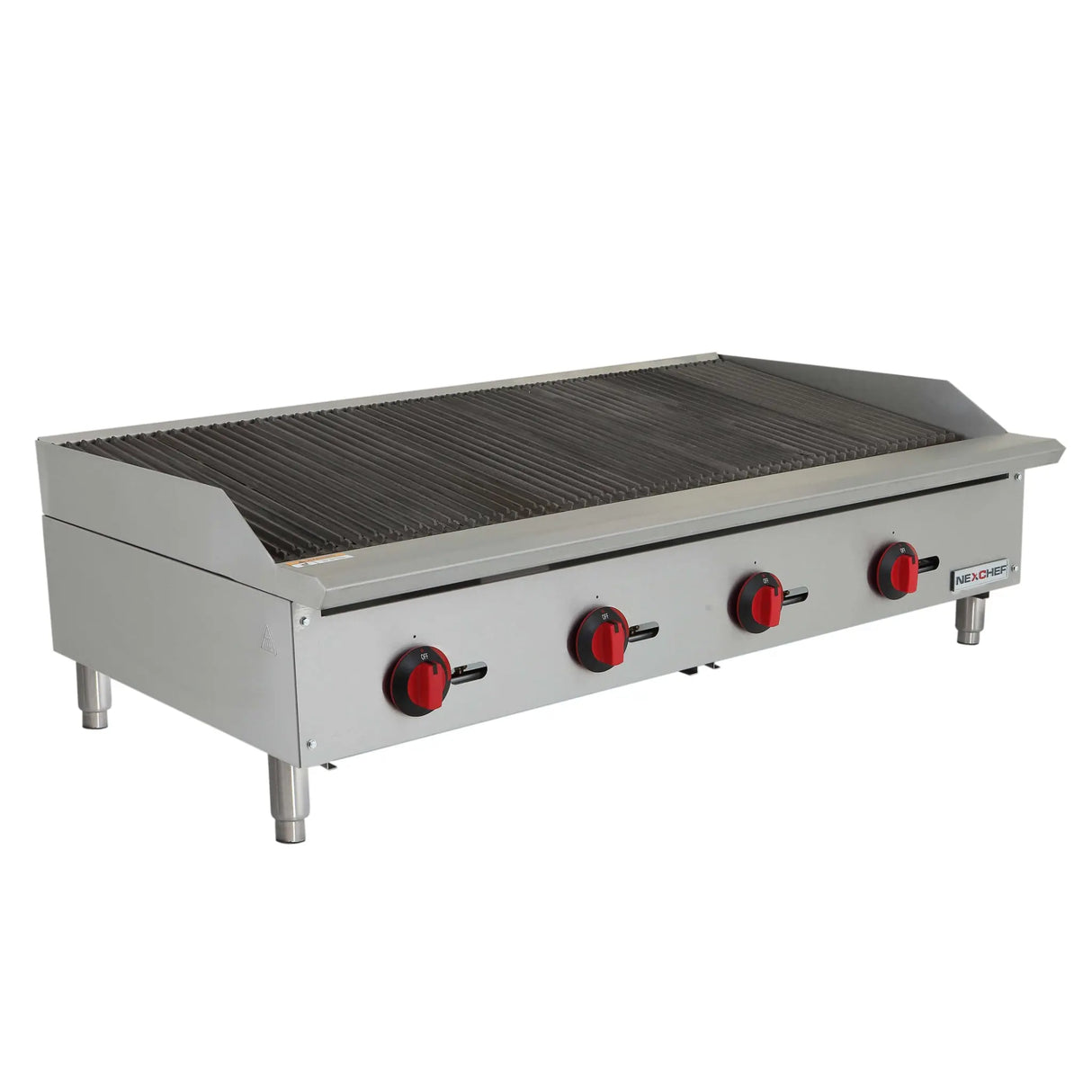 NexChef CB48 Commercial 48" Countertop Radiant Gas Charbroiler Grill, (4) High Performance Stainless Burners - 140,000 BTU Nexchef