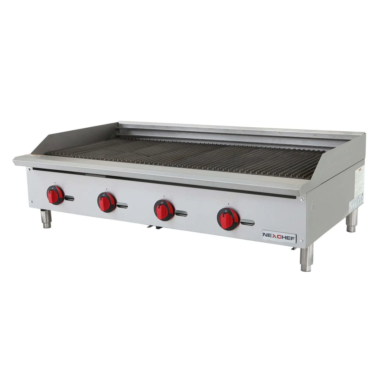 NexChef CB48 Commercial 48" Countertop Radiant Gas Charbroiler Grill, (4) High Performance Stainless Burners - 140,000 BTU Nexchef
