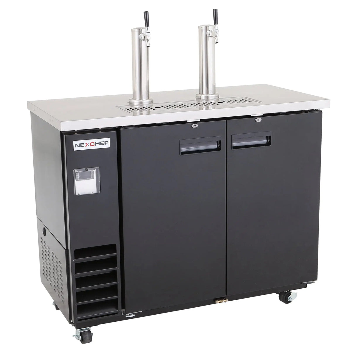 NexChef K61-2D Commercial 61" Kegerator Beer Dispenser Refrigerator, Two Double-Tap Towers, Three 1/2 Keg Capacity, 3 Door Nexchef