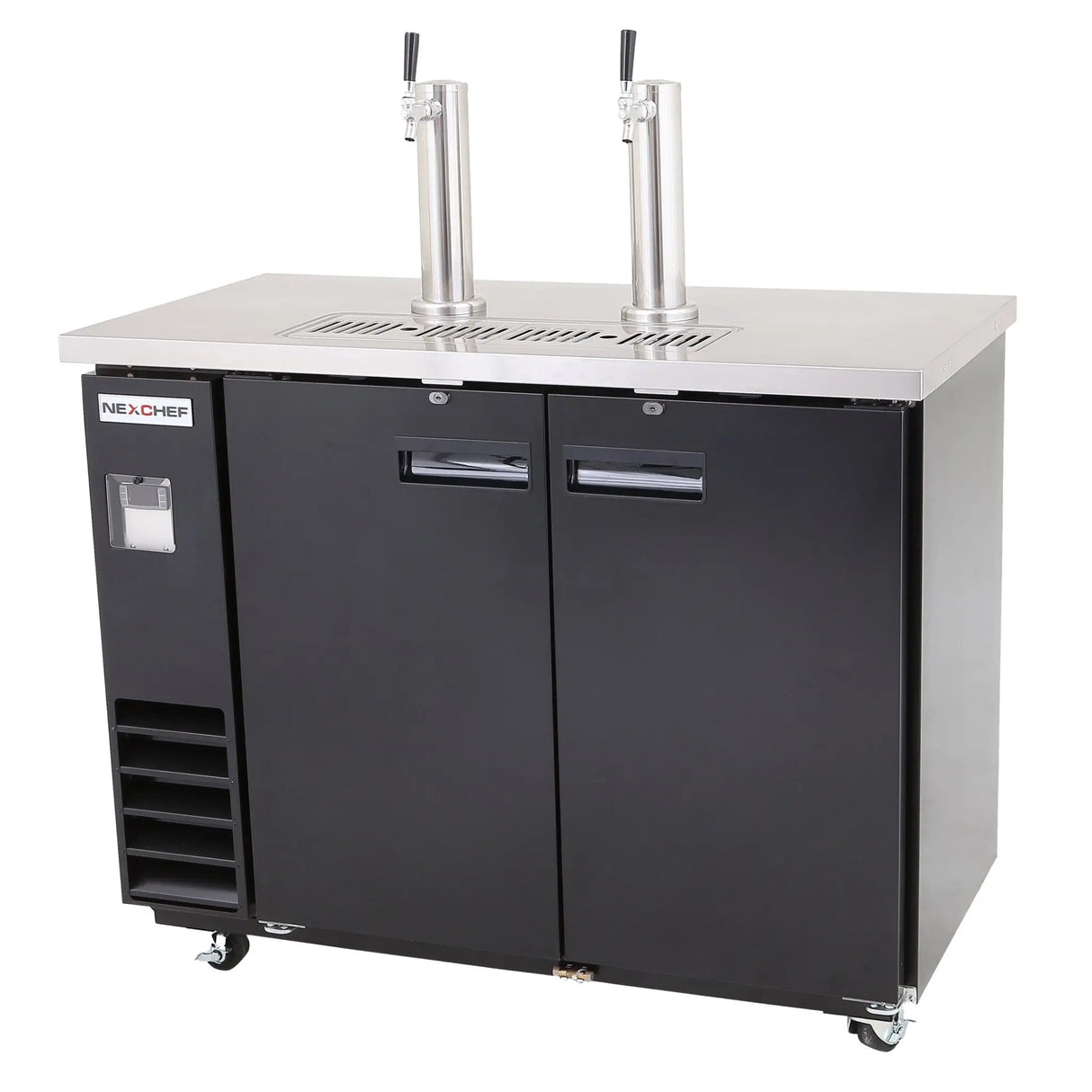 NexChef K61-2D Commercial 61" Kegerator Beer Dispenser Refrigerator, Two Double-Tap Towers, Three 1/2 Keg Capacity, 3 Door Nexchef