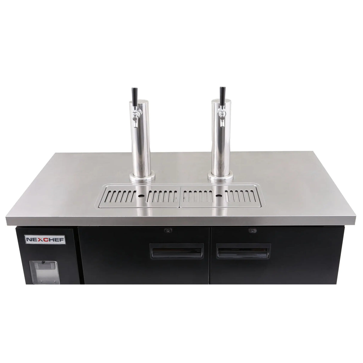 NexChef K61-2D Commercial 61" Kegerator Beer Dispenser Refrigerator, Two Double-Tap Towers, Three 1/2 Keg Capacity, 3 Door Nexchef