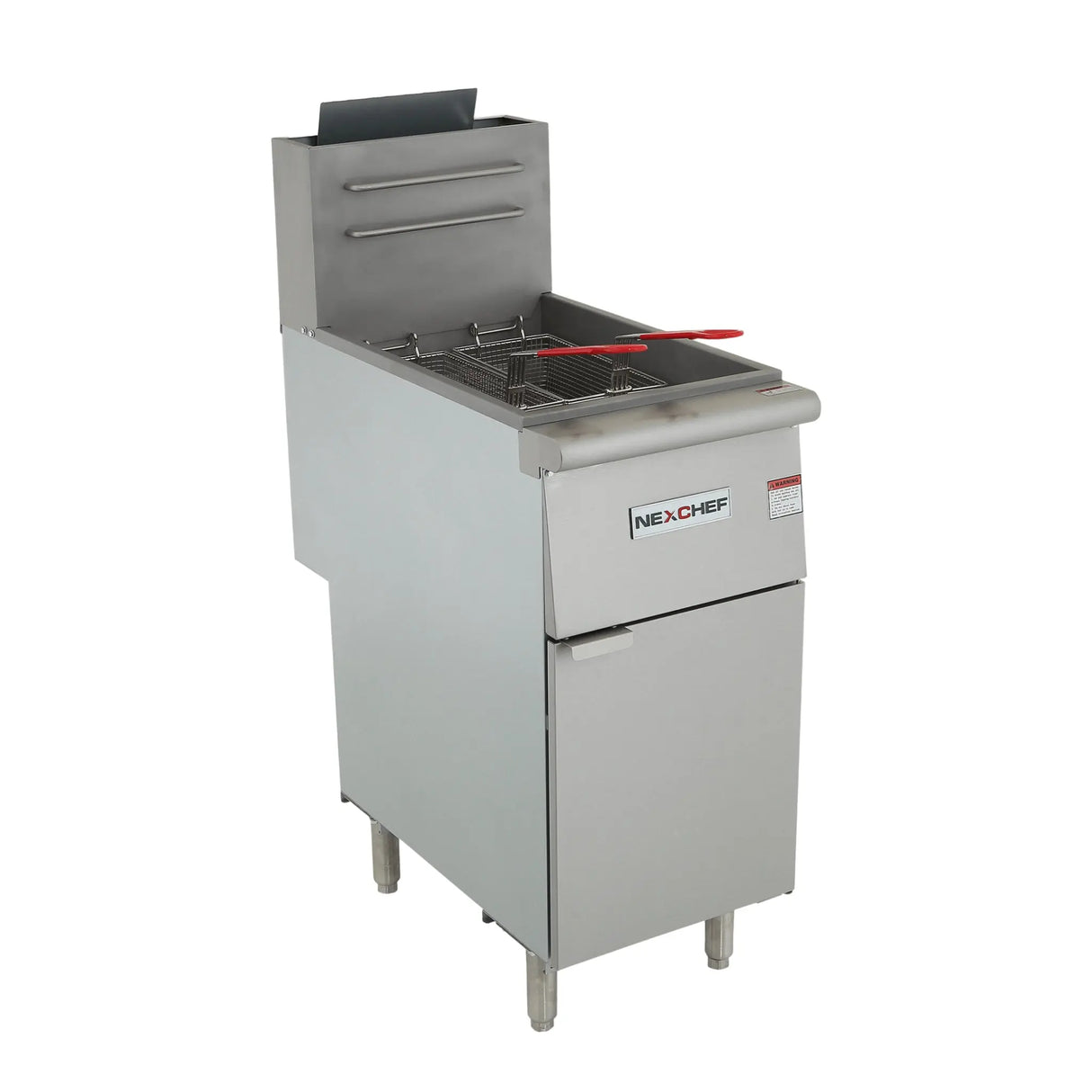 NexChef FP4 Commercial 50 lb. Deep Fryer - Liquid Propane LP - Stainless Steel Floor Fryer - 120,000 BTU Nexchef