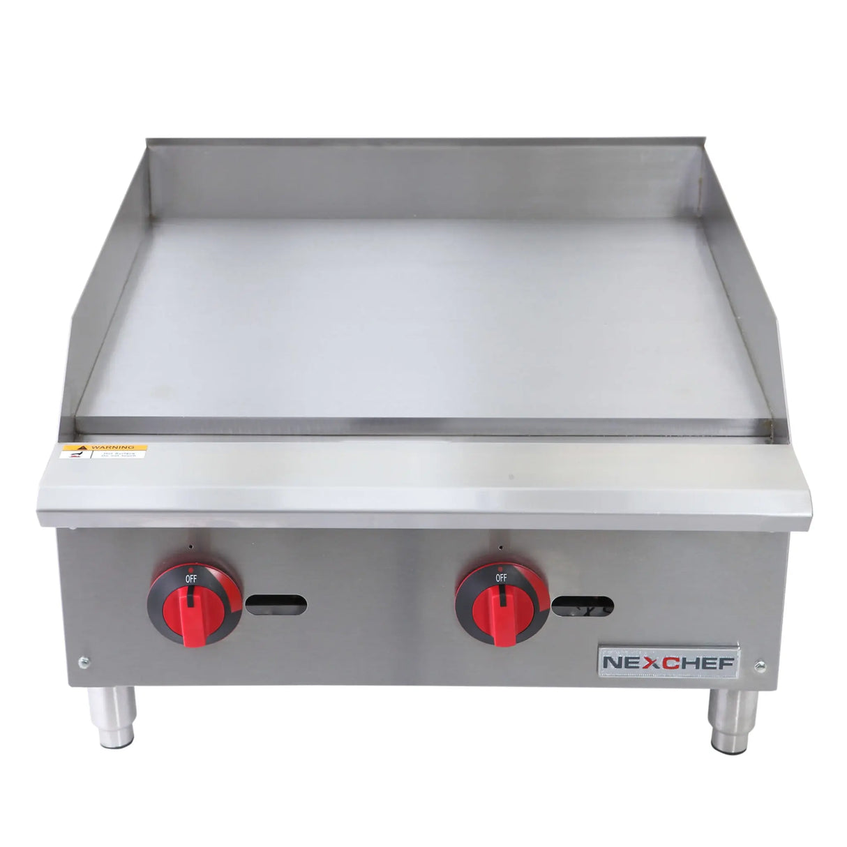 NexChef G24M Commercial 24" Countertop Griddle with Manual Controls, (2) High Performance Stainless Burners - 60,000 BTU Nexchef