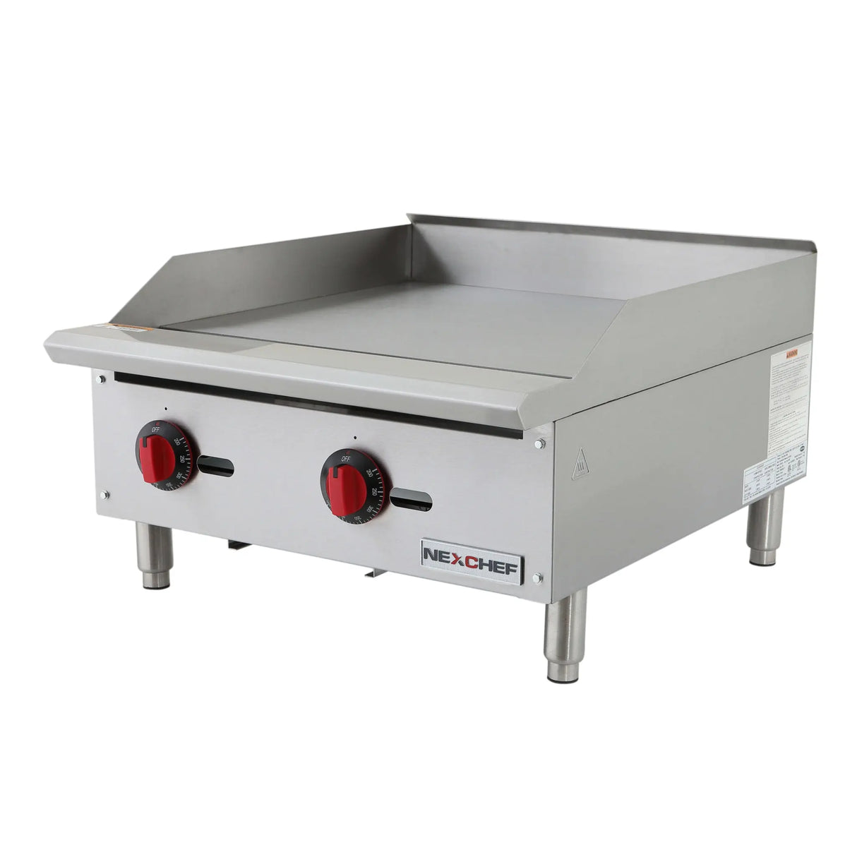 NexChef G24T Commercial 24" Countertop Griddle with Thermostatic Controls, (2) High Performance Stainless Burners - 90,000 BTU Nexchef