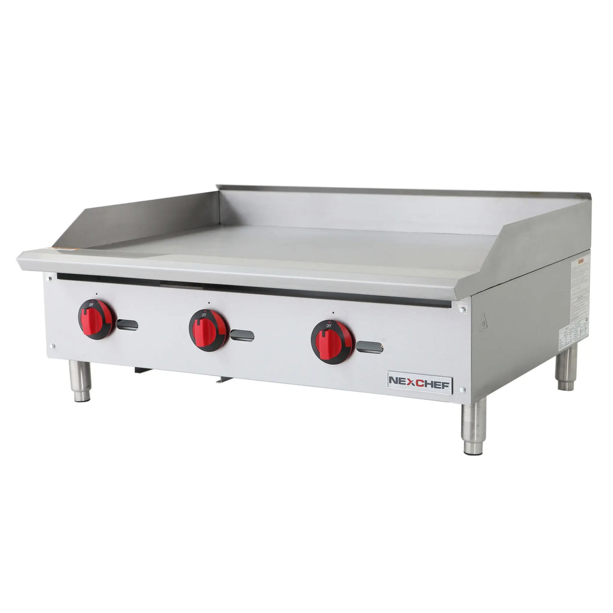 NexChef G36M Commercial 36" Countertop Griddle with Manual Controls, (3) High Performance Stainless Burners - 90,000 BTU Nexchef