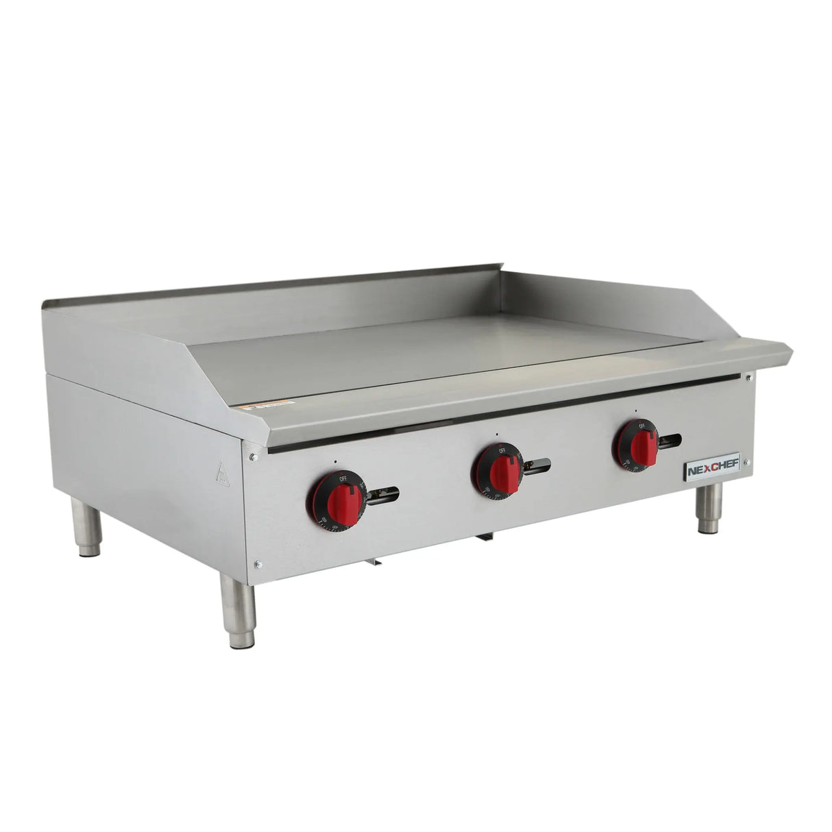 NexChef G36T Commercial 36" Countertop Griddle with Thermostatic Controls, (3) High Performance Stainless Burners - 90,000 BTU Nexchef