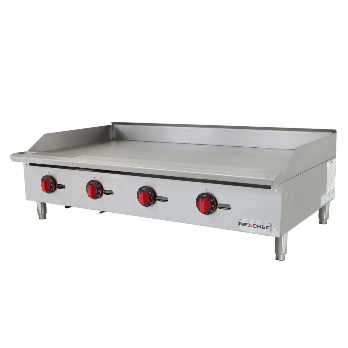 NexChef G48T Commercial 48" Countertop Griddle with Thermostatic Controls, (4) High Performance Stainless Burners - 120,000 BTU Nexchef