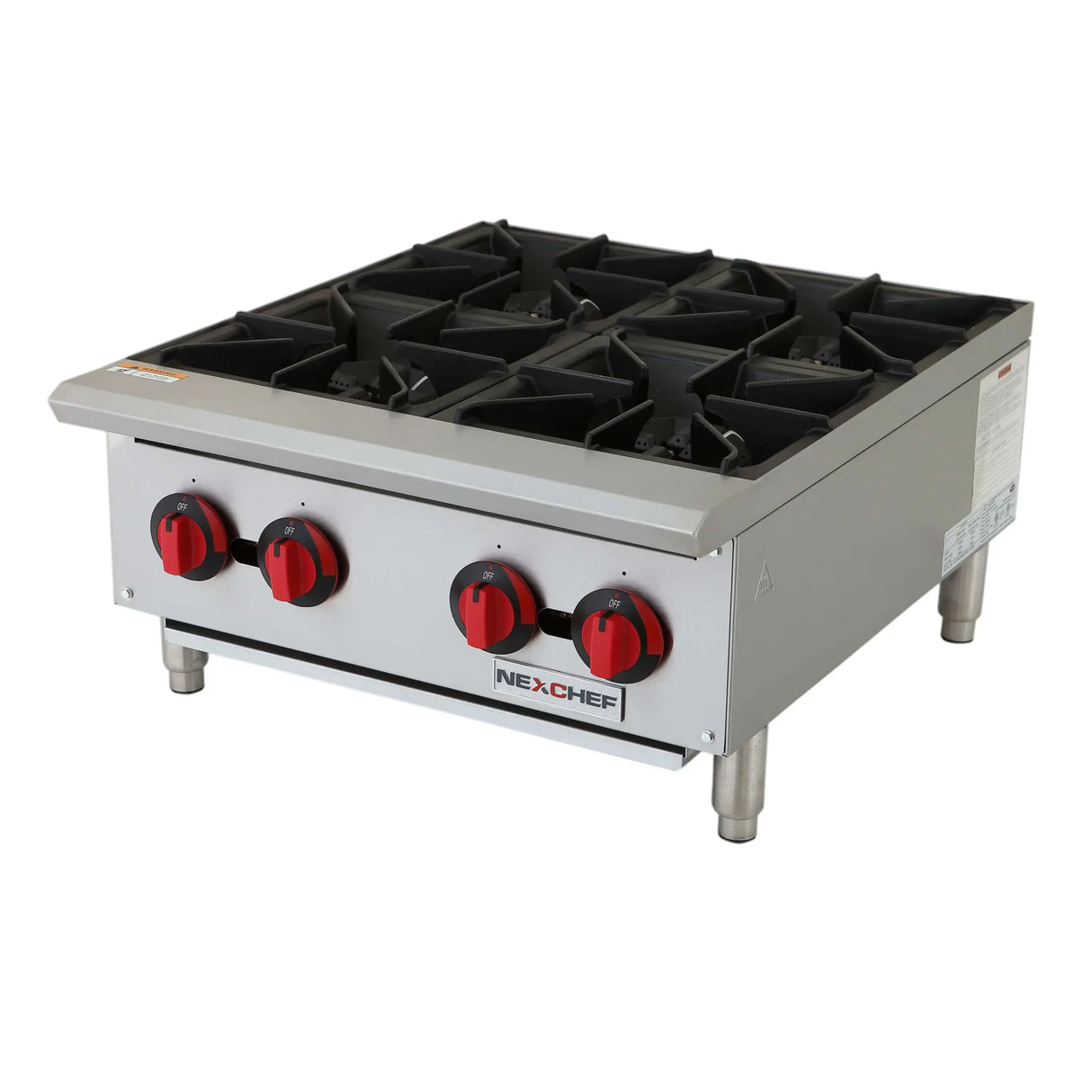NexChef HP24 Commercial Countertop Gas Range, 4 High Performance Burners - 100,000 BTU Nexchef