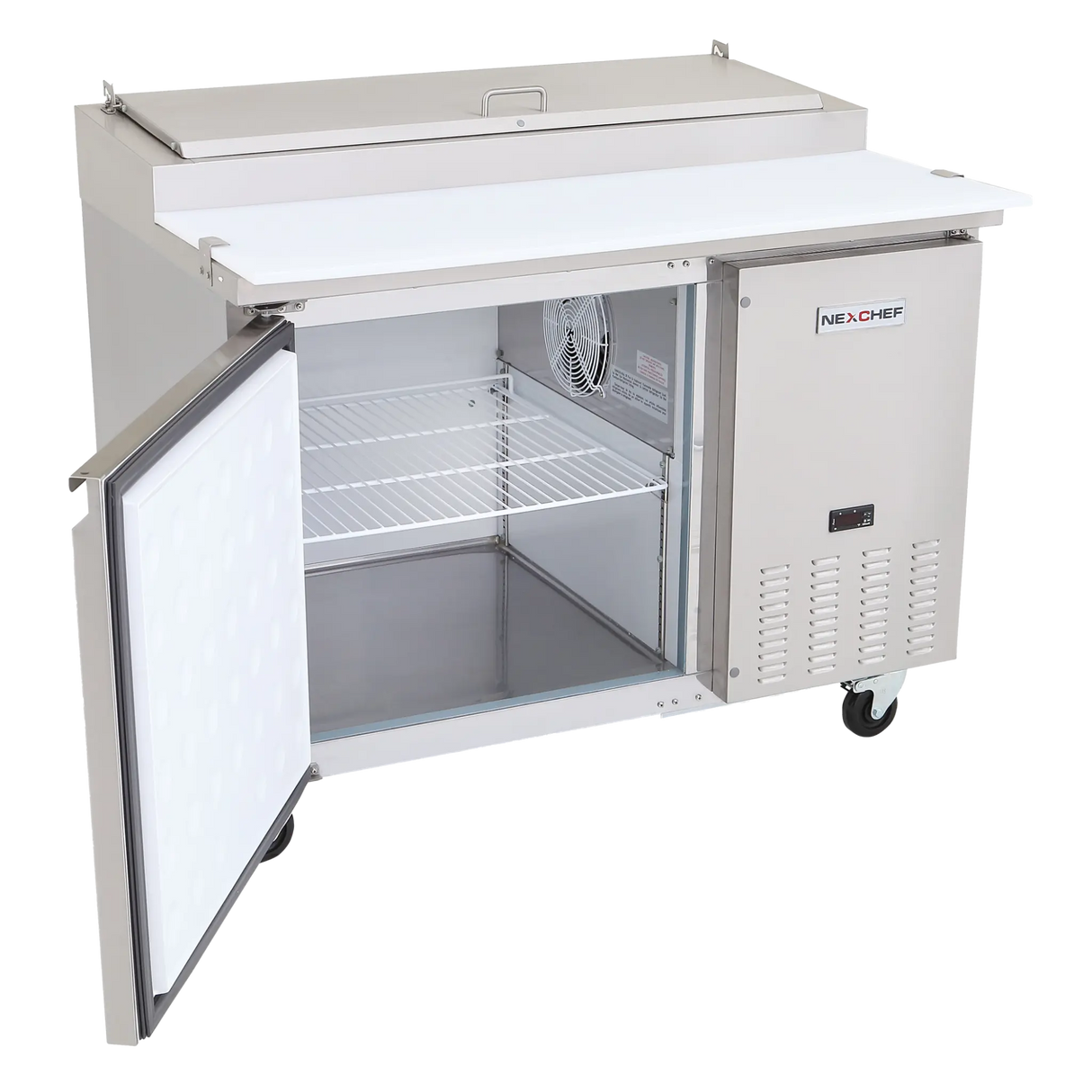 NexChef PR47 Commercial 47" Pizza Prep Refrigerator, 2 Door Refrigerated Base Nexchef