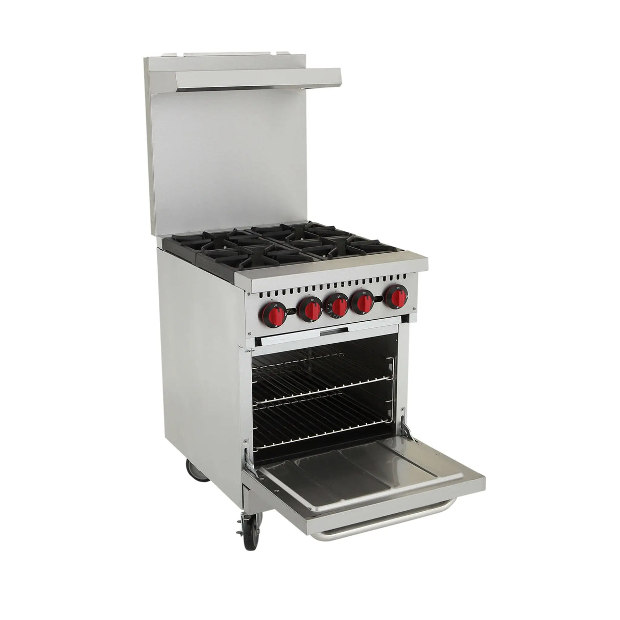 NexChef R24 Commercial 24" Gas Range 4 Burner with Standard Oven, Convertible Gas - 150,000 BTU Nexchef