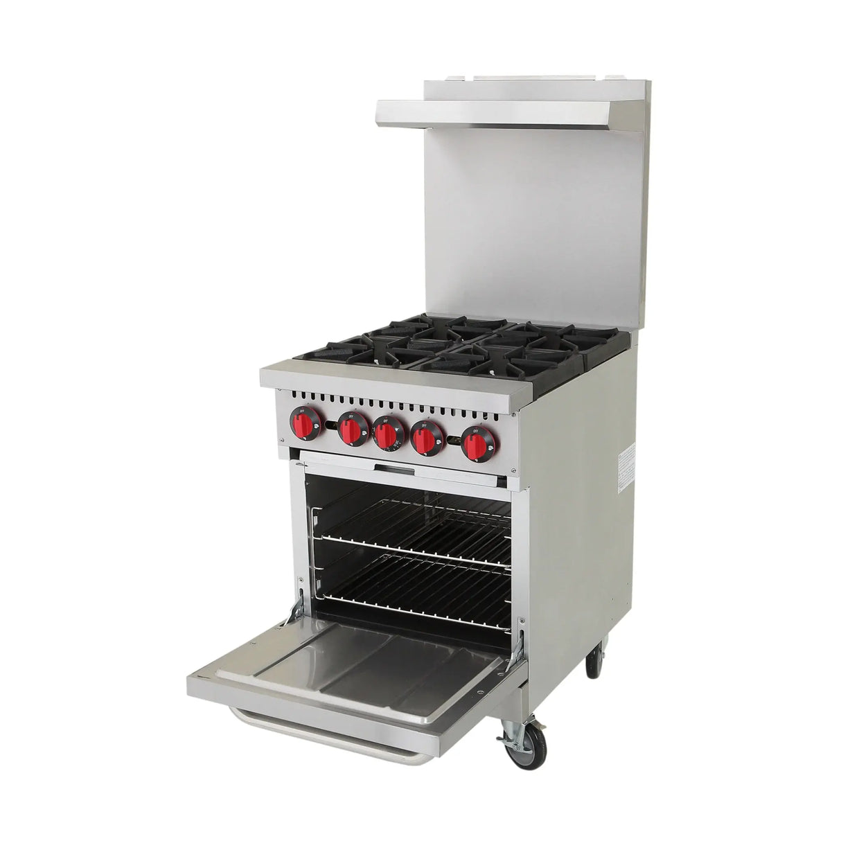 NexChef R24 Commercial 24" Gas Range 4 Burner with Standard Oven, Convertible Gas - 150,000 BTU Nexchef