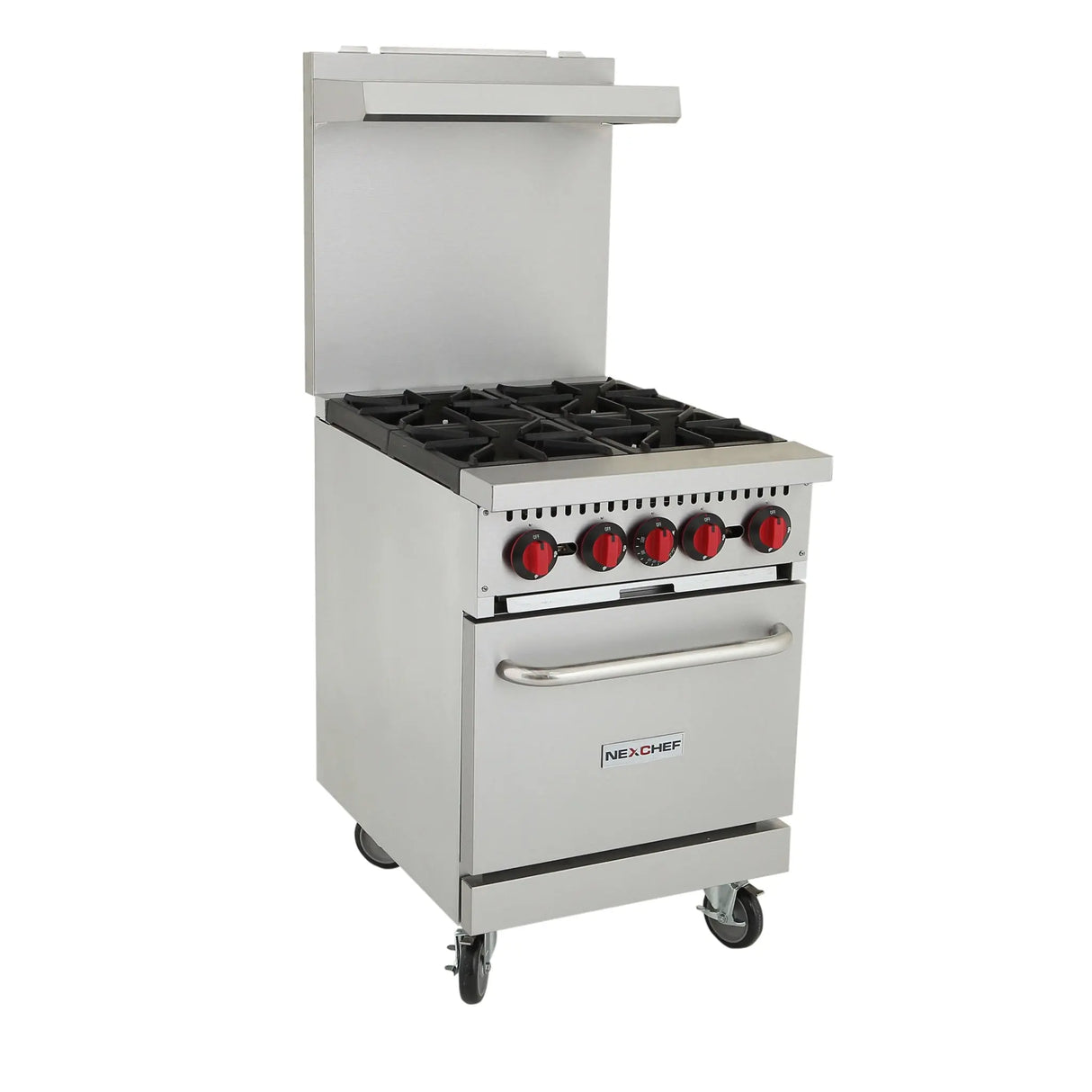 NexChef R24 Commercial 24" Gas Range 4 Burner with Standard Oven, Convertible Gas - 150,000 BTU Nexchef