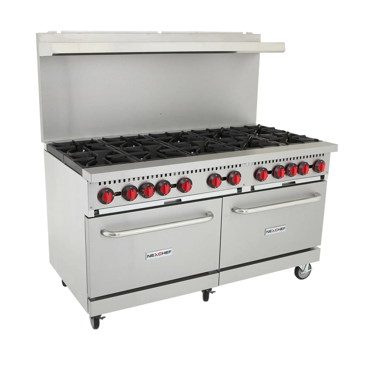 NexChef R60 Commercial 60" Gas Range 10 Burner, Two Standard Ovens, Convertible Gas - 360,000 BTU Nexchef