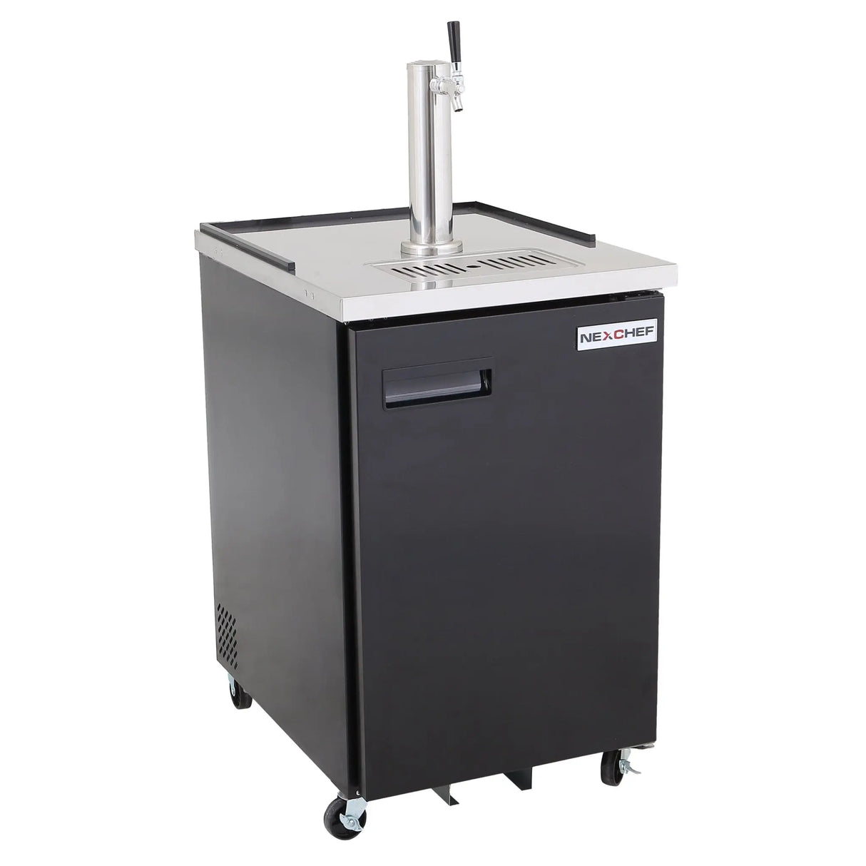 NexChef K24-1S Commercial 24" Kegerator Beer Dispenser Refrigerator, One Single-Tap Tower, One 1/2 Keg Capacity, 1 Door Nexchef