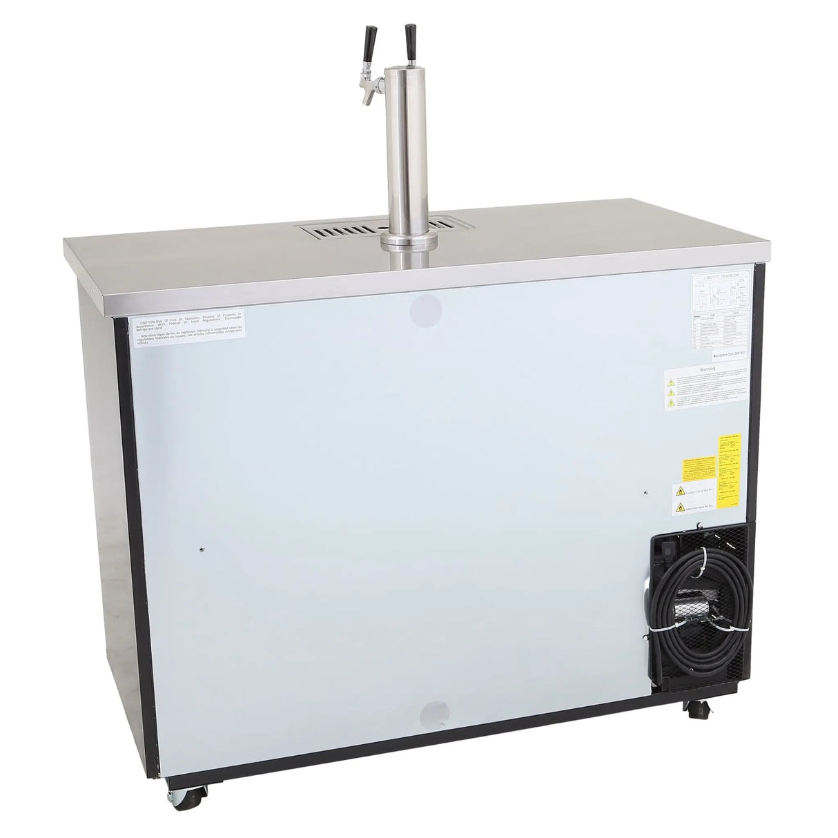 NexChef K49-1D Commercial 49" Kegerator Beer Dispenser Refrigerator, One Double-Tap Tower, Two 1/2 Keg Capacity, 2 Door Nexchef