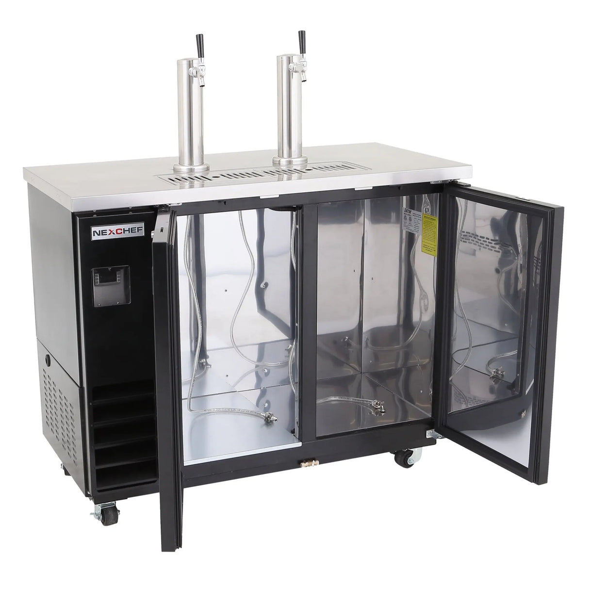 NexChef K49-2S Commercial 49" Kegerator Beer Dispenser Refrigerator, Two Single-Tap Towers, Two 1/2 Keg Capacity, 2 Door Nexchef