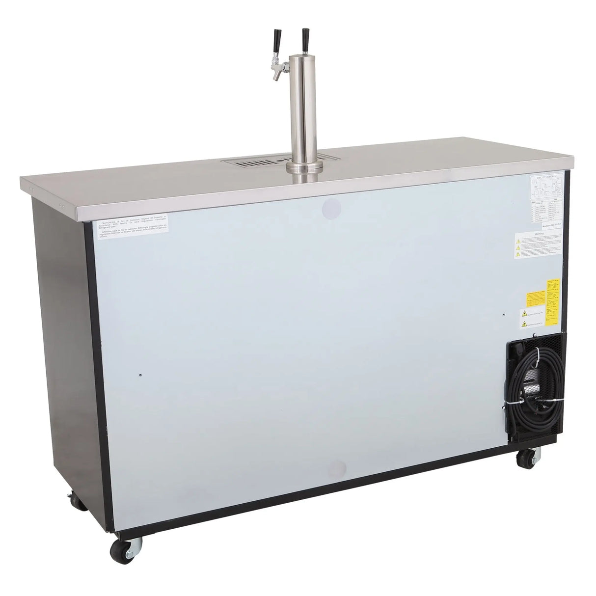 NexChef K61-1D Commercial 61" Kegerator Beer Dispenser Refrigerator, One Double-Tap Tower, Three 1/2 Keg Capacity, 3 Door Nexchef