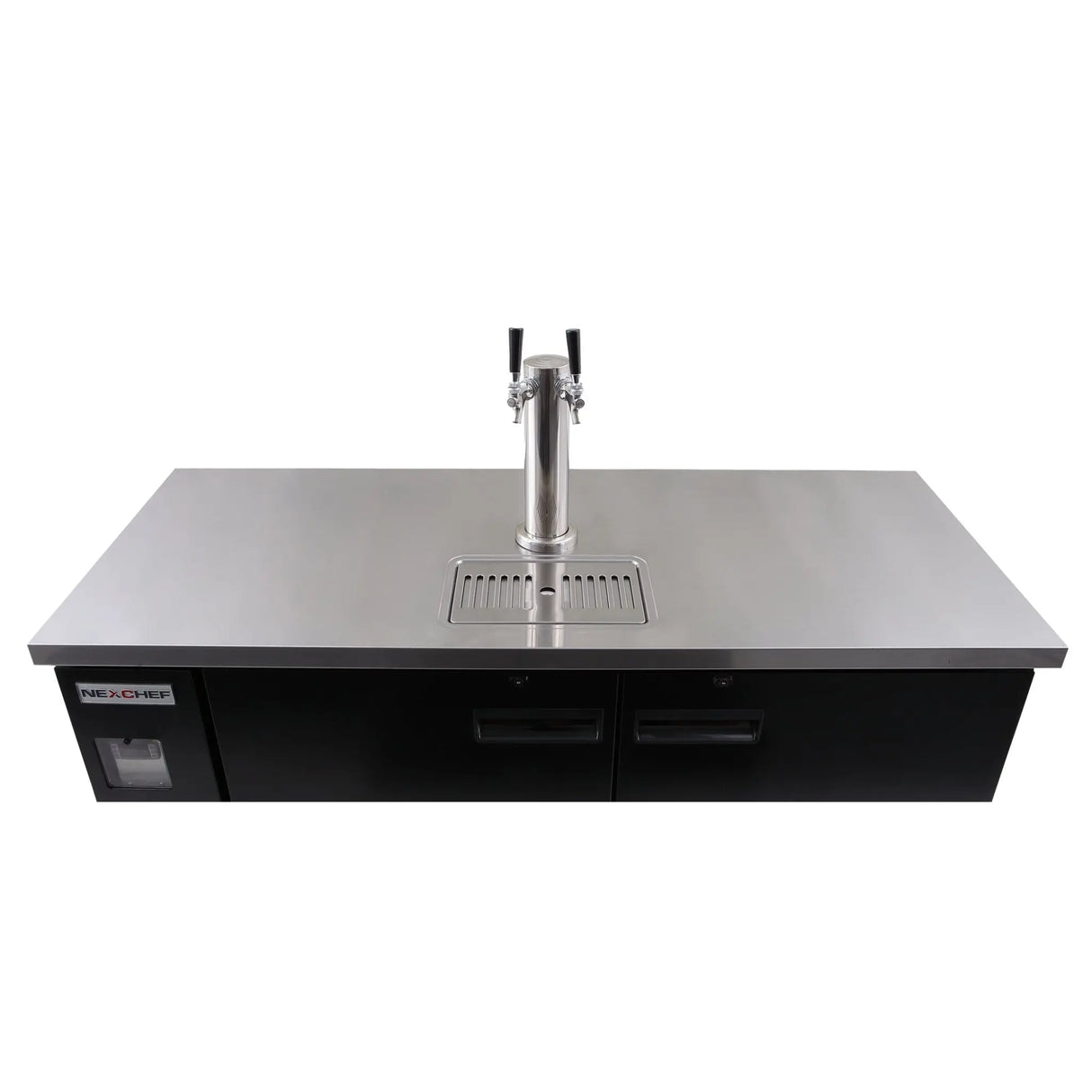 NexChef K61-1D Commercial 61" Kegerator Beer Dispenser Refrigerator, One Double-Tap Tower, Three 1/2 Keg Capacity, 3 Door Nexchef