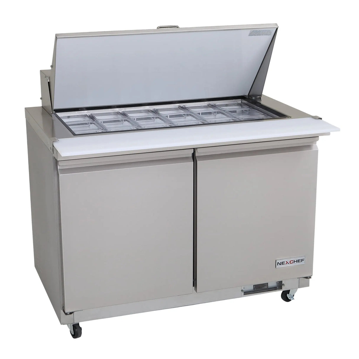 NexChef SUM48 Commercial 48" Mega Top Sandwich/Salad Prep Refrigerator, 2 Door Refrigerated Base Nexchef