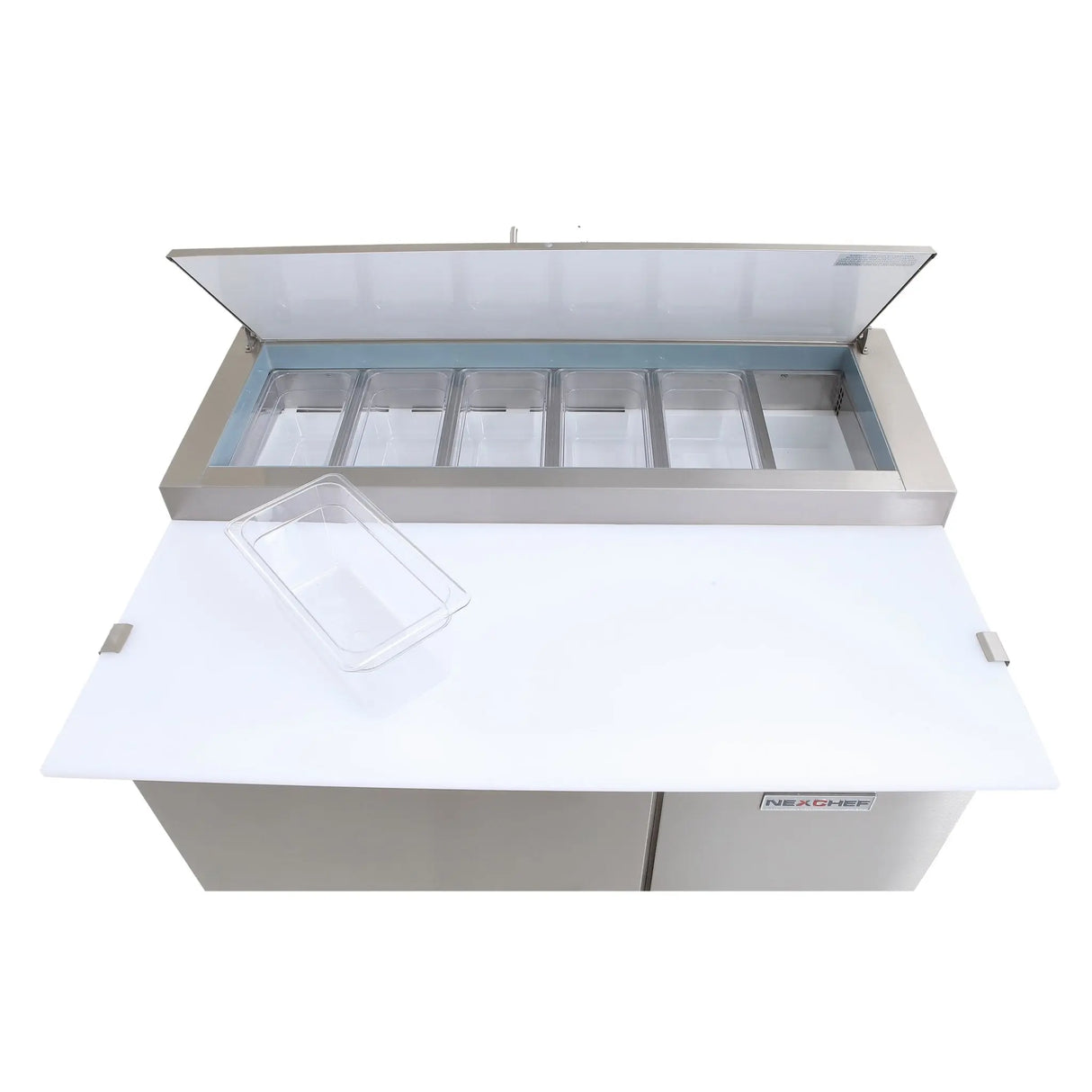 NexChef PR47 Commercial 47" Pizza Prep Refrigerator, 2 Door Refrigerated Base Nexchef