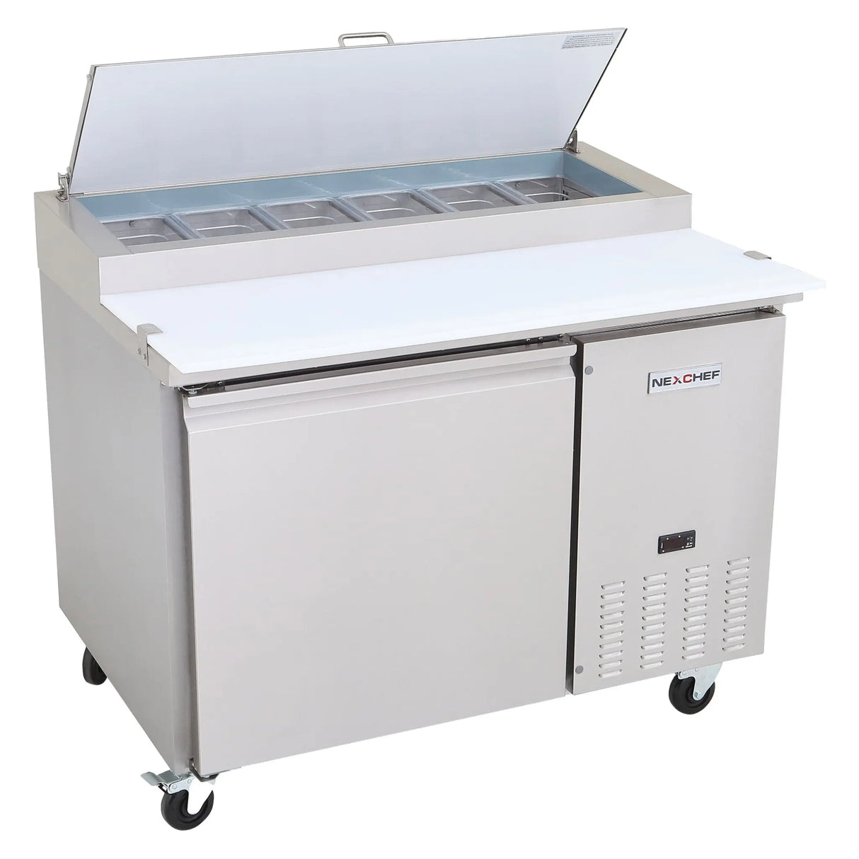 NexChef PR47 Commercial 47" Pizza Prep Refrigerator, 2 Door Refrigerated Base Nexchef