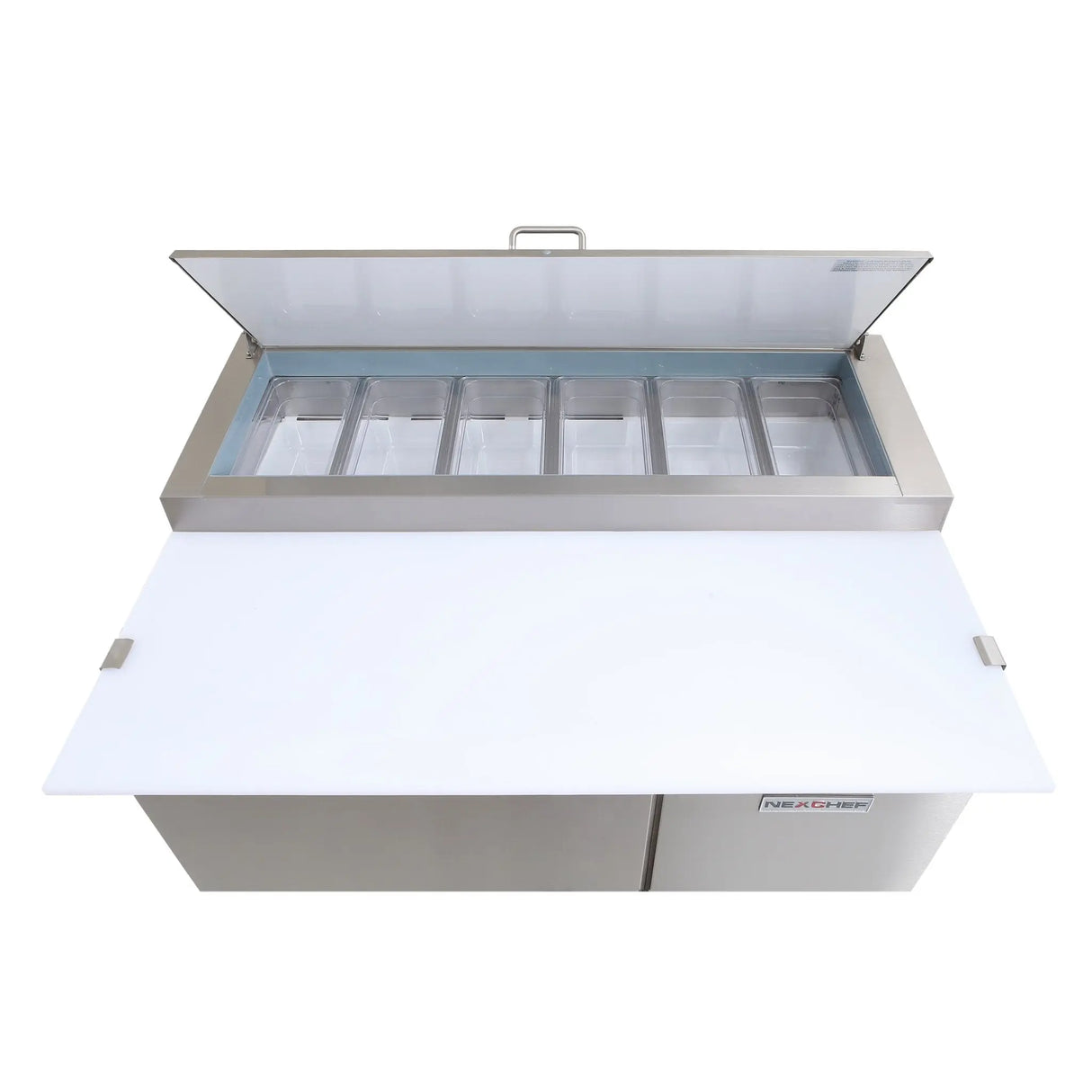 NexChef PR47 Commercial 47" Pizza Prep Refrigerator, 2 Door Refrigerated Base Nexchef