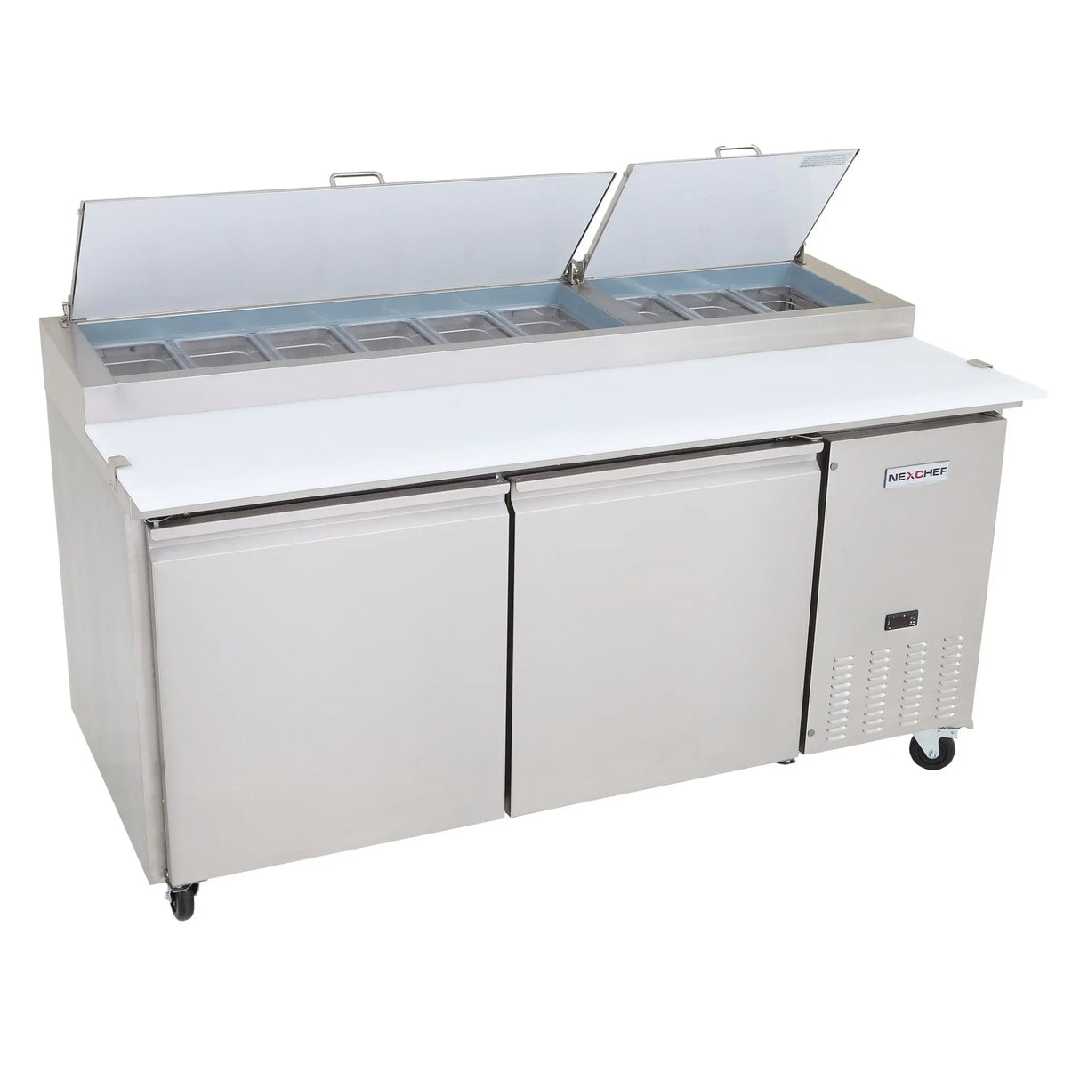 NexChef PR70 Commercial 70" Pizza Prep Refrigerator, 2 Door Refrigerated Base Nexchef