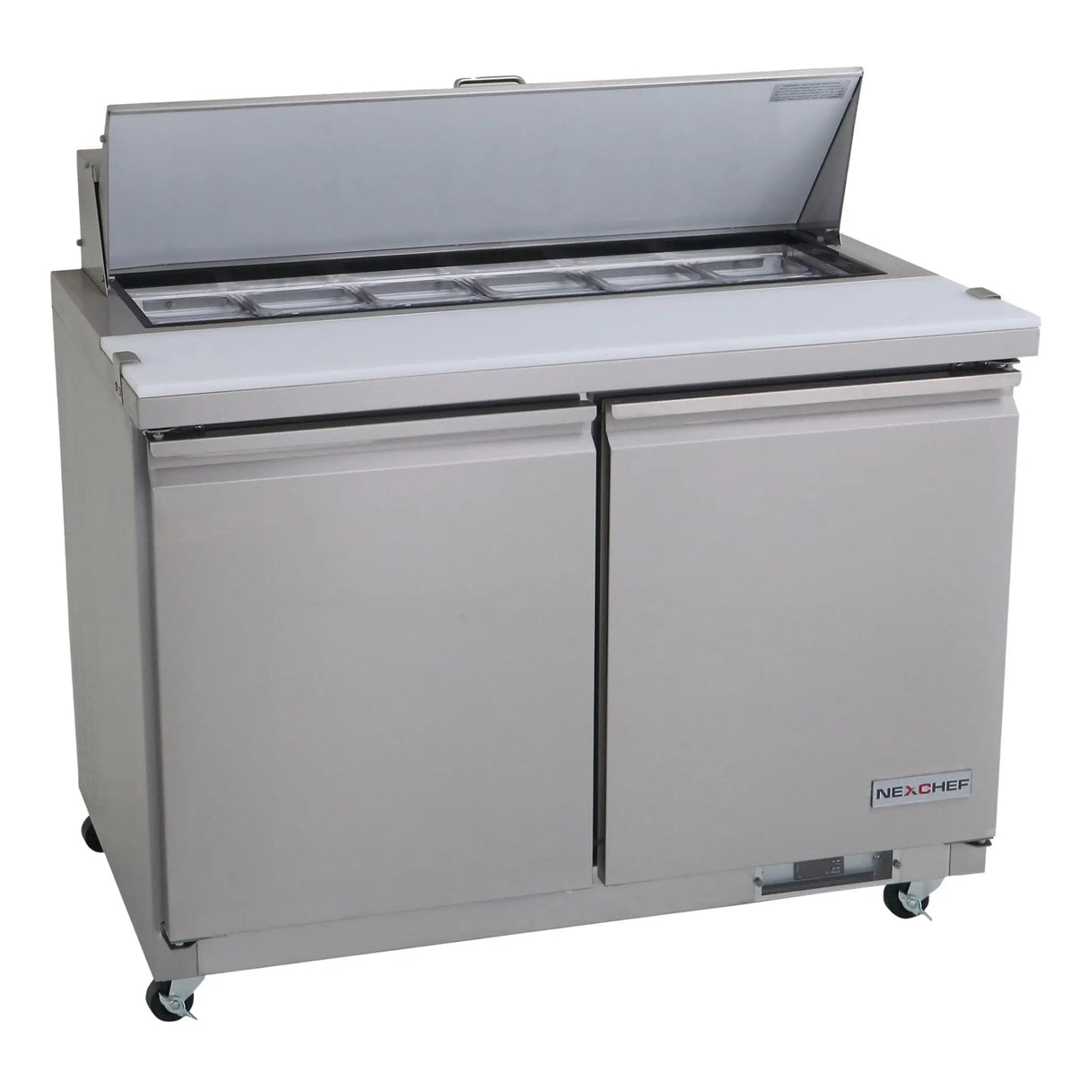 NexChef SU48 Commercial 48" Sandwich/Salad Prep Table Refrigerator, 2 Door Refrigerated Base Nexchef