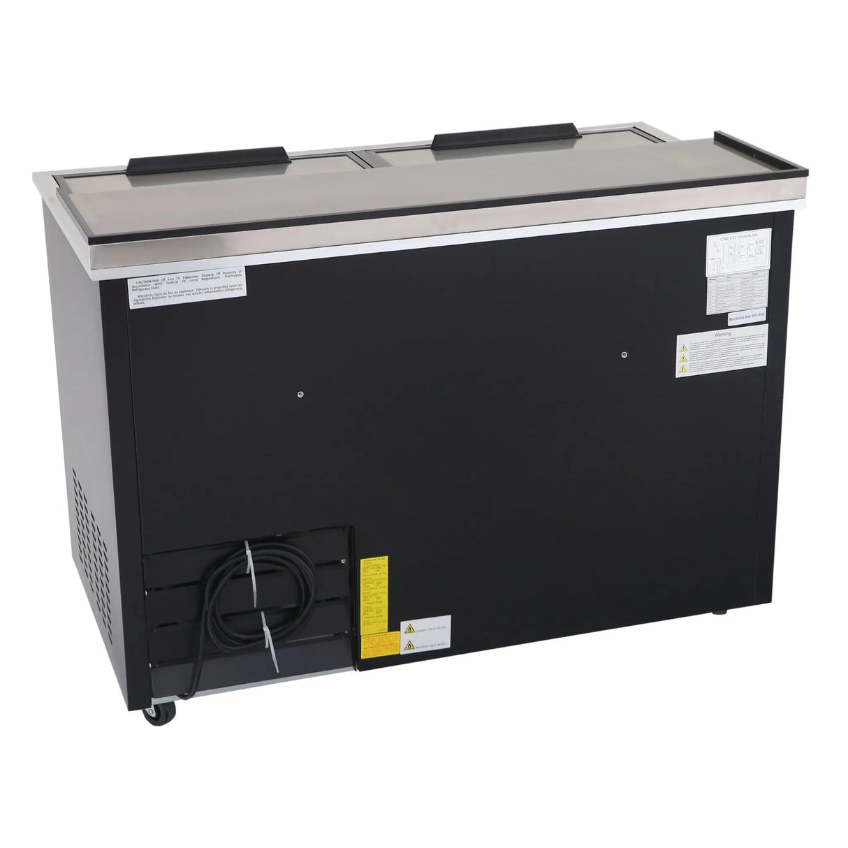 NexChef BT50 Commercial 50" Horizontal Bottle Cooler, Black Exterior, 2 Slide Tops - Nexchef