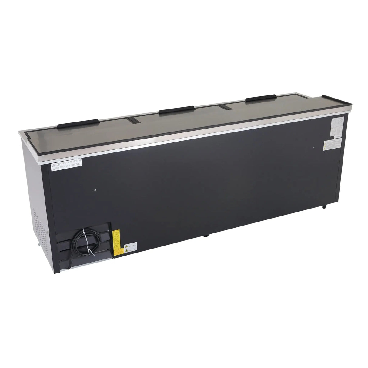 NexChef BT94 Commercial 95" Horizontal Bottle Cooler, Black Exterior, 3 Slide Tops - Nexchef