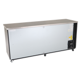 NexChef B90-G3 Refrigerador comercial con barra trasera de vidrio de 90", exterior negro, tres puertas de vidrio, altura del mostrador, iluminación LED,