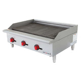 NexChef CB36 Commercial 36" Countertop Radiant Gas Charbroiler Grill, (3) High Performance Stainless Burners - 105,000 BTU