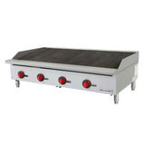 NexChef CB48 Commercial 48" Countertop Radiant Gas Charbroiler Grill, (4) High Performance Stainless Burners - 140,000 BTU