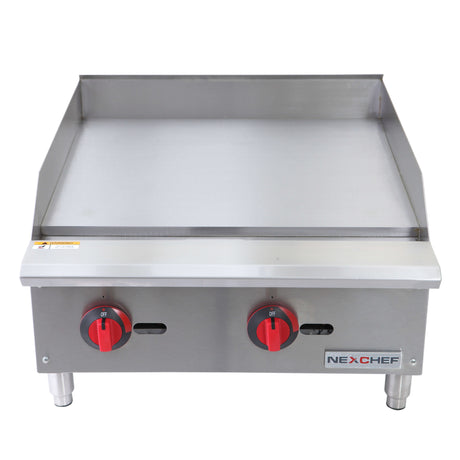 NexChef G24M Commercial 24" Countertop Griddle with Manual Controls, (2) High Performance Stainless Burners - 60,000 BTU