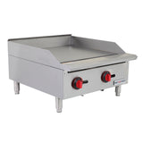 NexChef G24M Commercial 24" Countertop Griddle with Manual Controls, (2) High Performance Stainless Burners - 60,000 BTU