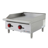 NexChef G24T Commercial 24" Countertop Griddle with Thermostatic Controls, (2) High Performance Stainless Burners - 90,000 BTU