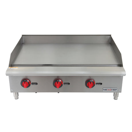 NexChef G36M Commercial 36" Countertop Griddle with Manual Controls, (3) High Performance Stainless Burners - 90,000 BTU
