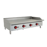 NexChef G48M Commercial 48" Countertop Griddle with Manual Controls, (4) High Performance Stainless Burners - 120,000 BTU