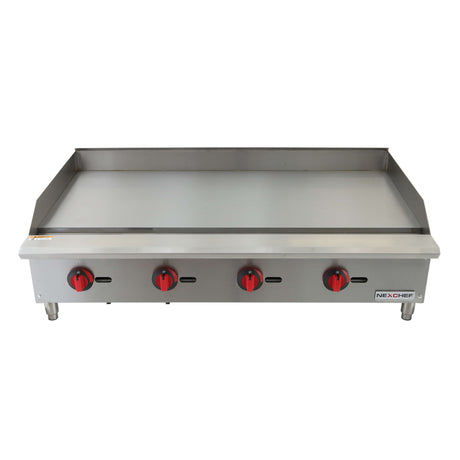 NexChef G48M Commercial 48" Countertop Griddle with Manual Controls, (4) High Performance Stainless Burners - 120,000 BTU