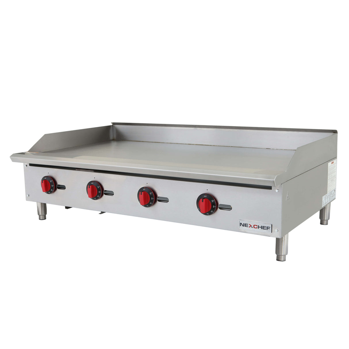 NexChef G48T Commercial 48" Countertop Griddle with Thermostatic Controls, (4) High Performance Stainless Burners - 120,000 BTU