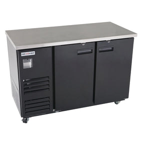 NexChef B60-S2 Commercial 60" Solid Back Bar Refrigerator, Black Exterior, 2 Solid Door, Counter Height, LED Lighting Nexchef