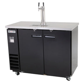NexChef K49-1D Commercial 49" Kegerator Beer Dispenser Refrigerator, One Double-Tap Tower, Two 1/2 Keg Capacity,  2 Door Nexchef